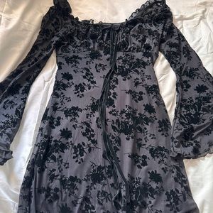 Floral Jacquard Tie Front Dress
